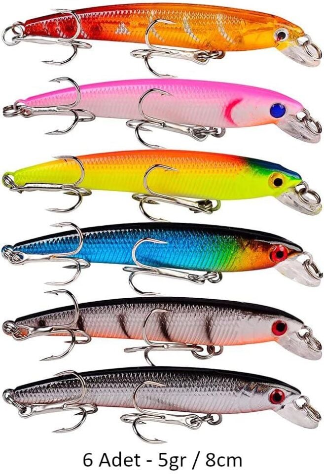 Valkyrie 59 Adet Karışık Minnow Crankbait Swimbait Rapala Sahte Yem Olta Seti Balık İğnesi