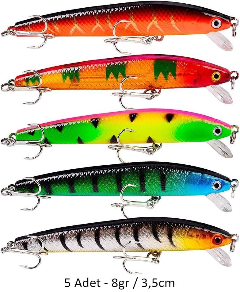 Valkyrie 59 Adet Karışık Minnow Crankbait Swimbait Rapala Sahte Yem Olta Seti Balık İğnesi