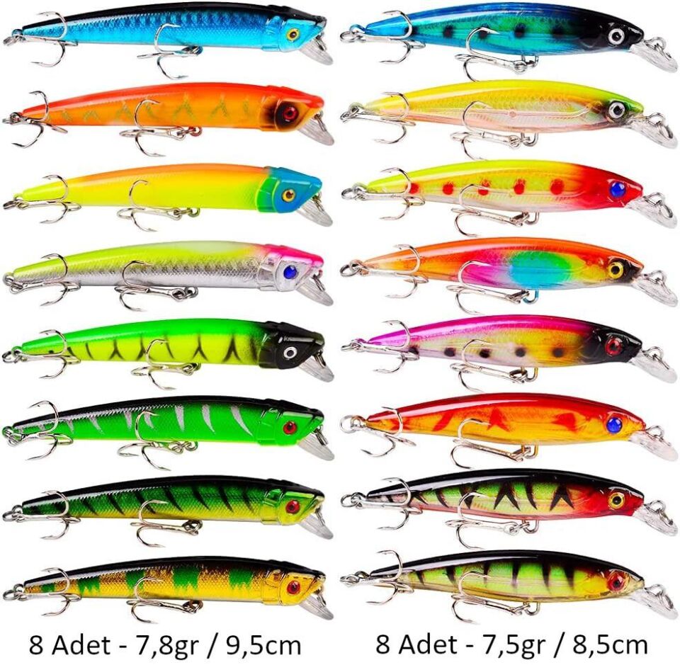 Valkyrie 59 Adet Karışık Minnow Crankbait Swimbait Rapala Sahte Yem Olta Seti Balık İğnesi
