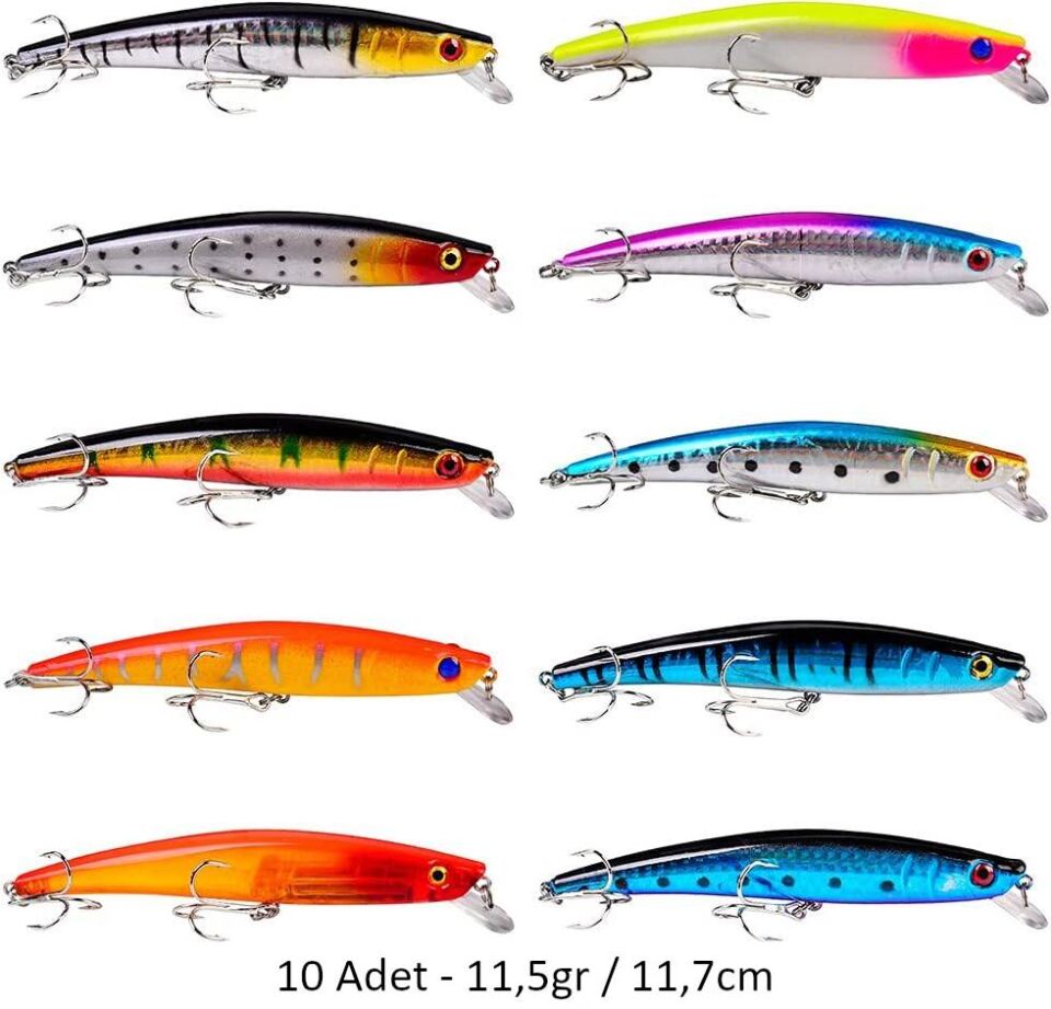 Valkyrie 59 Adet Karışık Minnow Crankbait Swimbait Rapala Sahte Yem Olta Seti Balık İğnesi