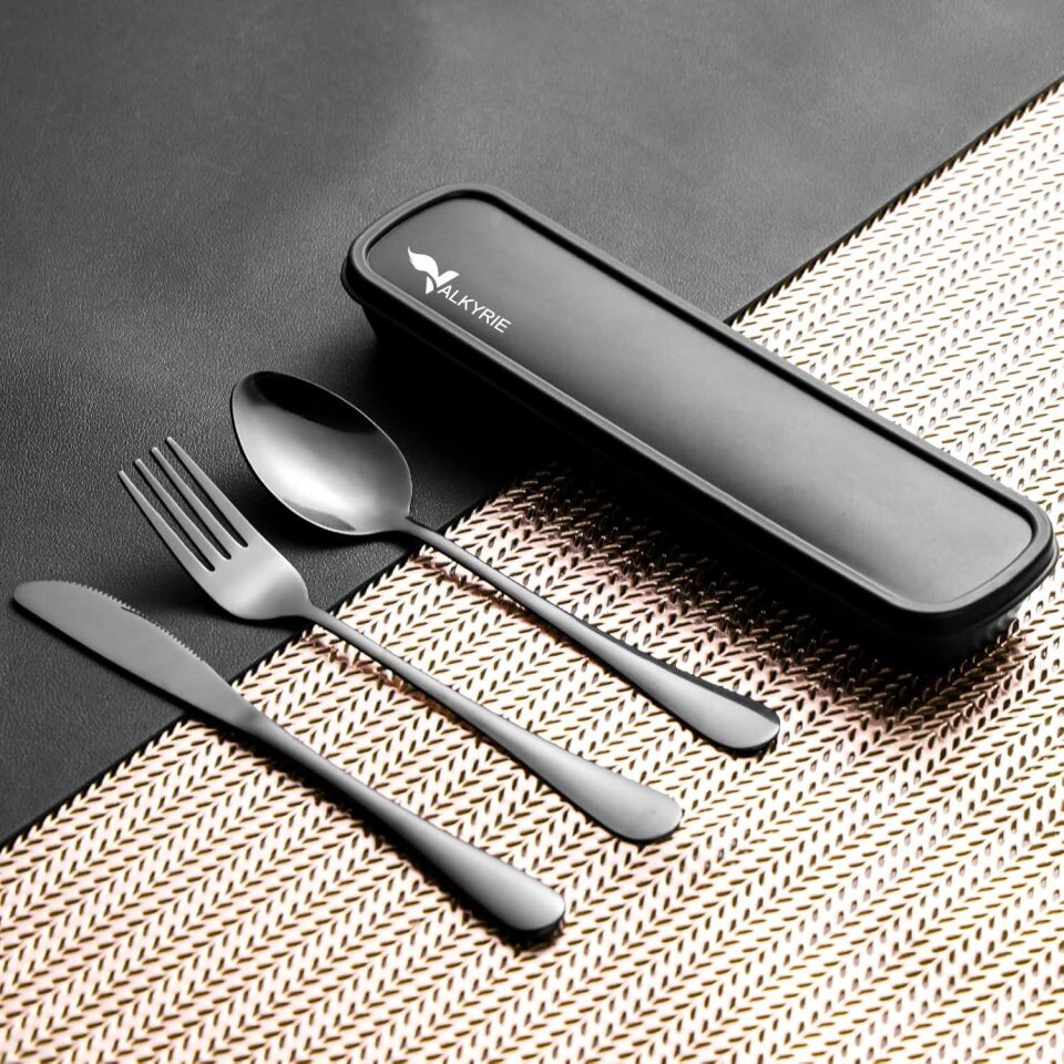 Valkyrie Kutulu Yolculuk Çatal Bıçak Kaşık Seti Ofis Restaurant Okul Kamp 1. Sınıf Paslanmaz Çelik C3403