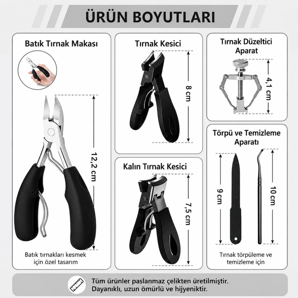 Valkyrie 6 Parça Batık Tırnak Makası Seti Profesyonel Pedikür Manikür Bakım Seti B5pp