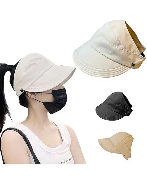 Valkyrie Geniş Vizör Güneş Koruyucu Kadın Şapka Maske Takma Düğmeli Tenis Spor Şapka Beyaz