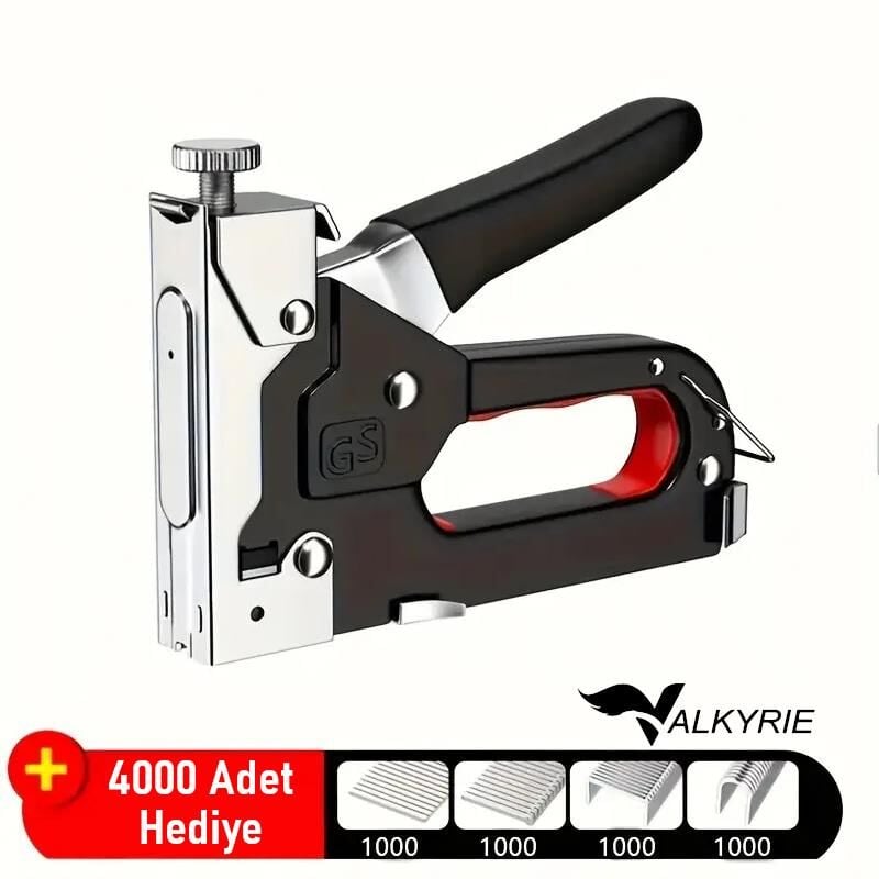 Valkyrie Profesyonel Zımba Tabancası + 4000 Adet Zımba Teli Hediye – Ahşap, Kumaş ve Duvar İçin Güçlü Tabanca