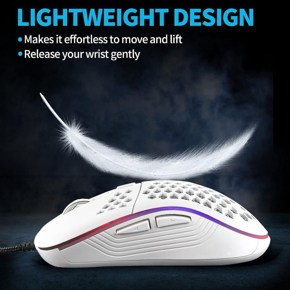 Valkyrie RGB Led Işıklı 6 Tuşlu 7200DPI Gaming Oyuncu Mouse Beyaz