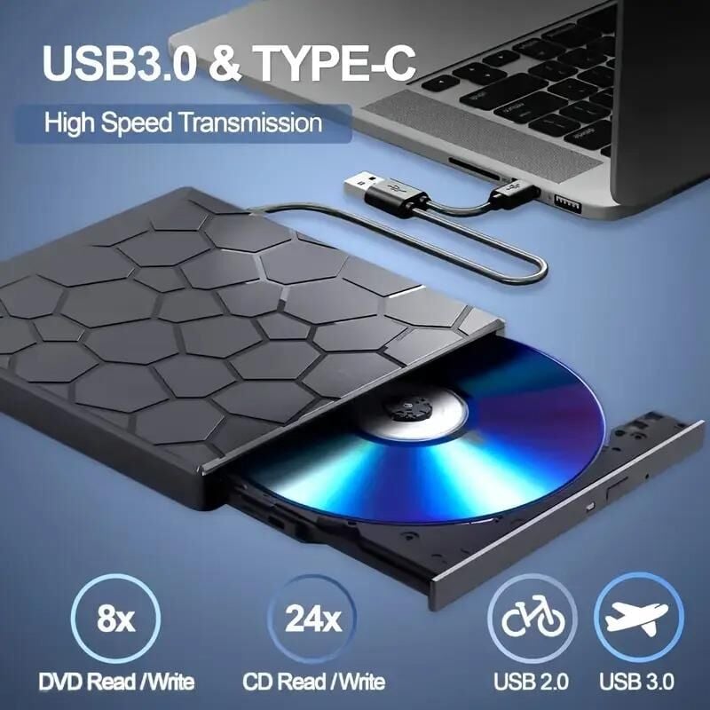Valkyrie 8in1 Harici CD DVD Okuma Yazma USB 3.0 Hub Çok Amaçlı External Drive TF SD Kart Okuyucu