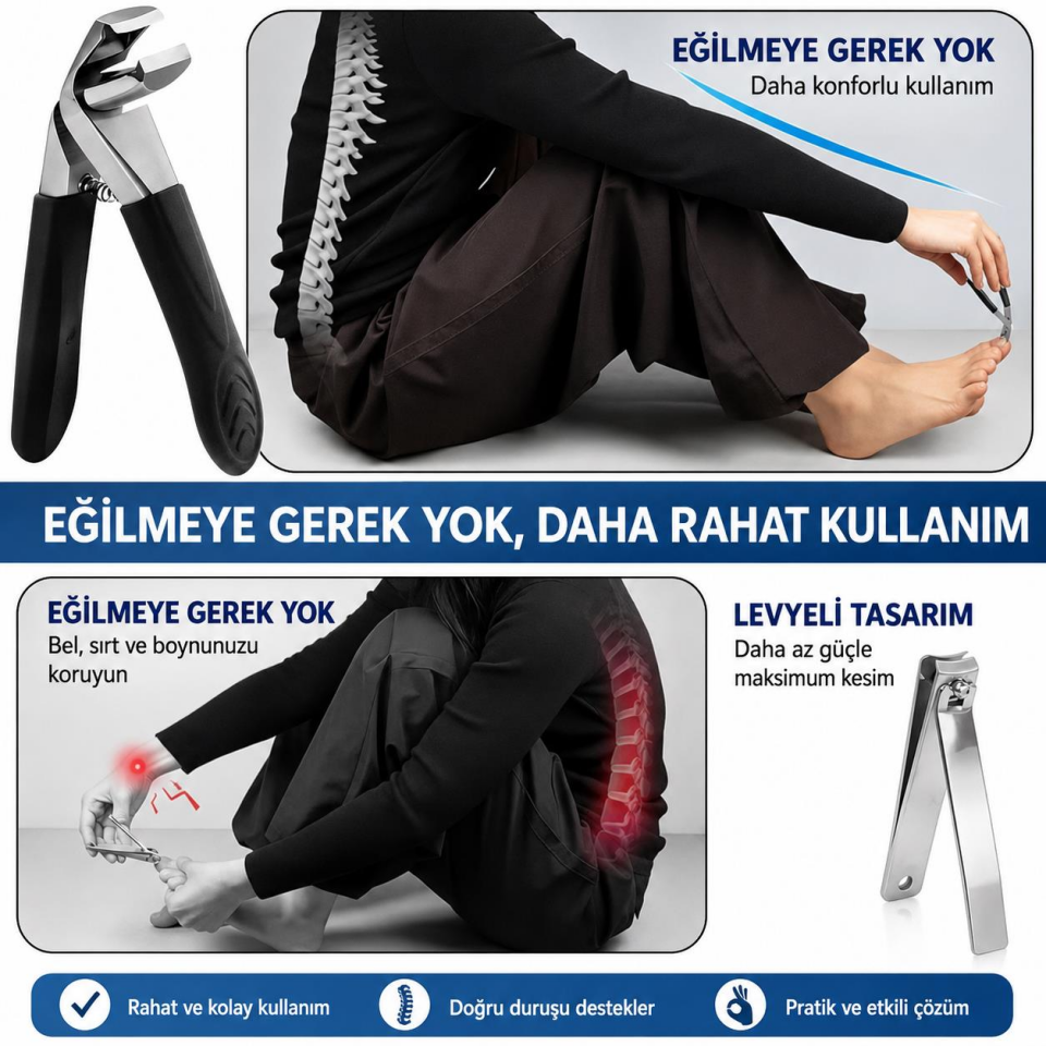 Valkyrie 5 Parça Profesyonel Batık Tırnak Makası Seti Kalın Tırnak Kesici Pedikür Bakım Seti