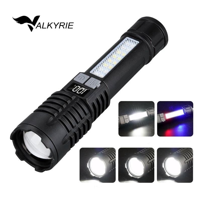 Valkyrie Şarjlı LED El Feneri 5 Işık Modu Type-C Şarjlı Çakar Modlu Zoom Özellikli