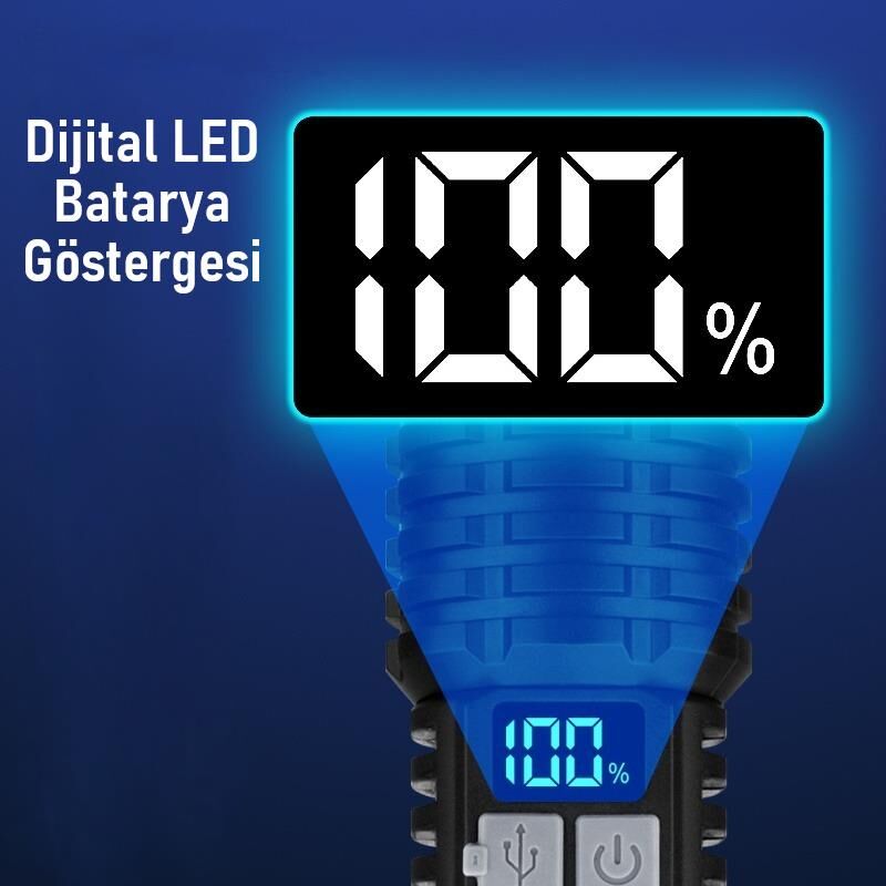 Valkyrie Şarjlı LED El Feneri 5 Işık Modu Type-C Şarjlı Çakar Modlu Zoom Özellikli