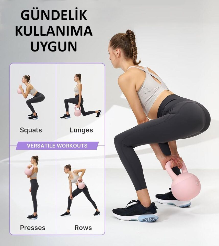 Valkyrie 6kg Soft Kettlebell Yumuşak Tabanlı Metal Kumlu  Ses Yapmaz Darbeye Dayanıklı Çift El Ağırlık