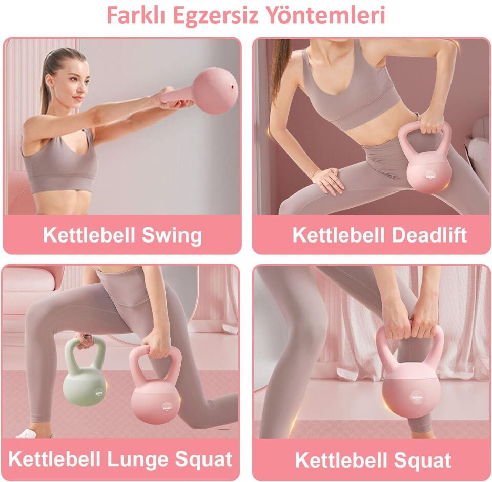 Valkyrie 6kg Soft Kettlebell Yumuşak Tabanlı Metal Kumlu  Ses Yapmaz Darbeye Dayanıklı Çift El Ağırlık
