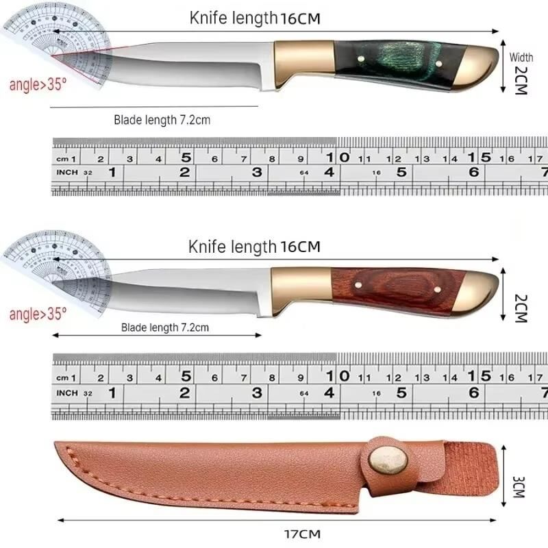 Valkyrie Paslanmaz Çelik Kamp Bıçağı | 16 cm Outdoor Av Bıçağı Deri Kılıflı Kompakt Bıçak Yeşil