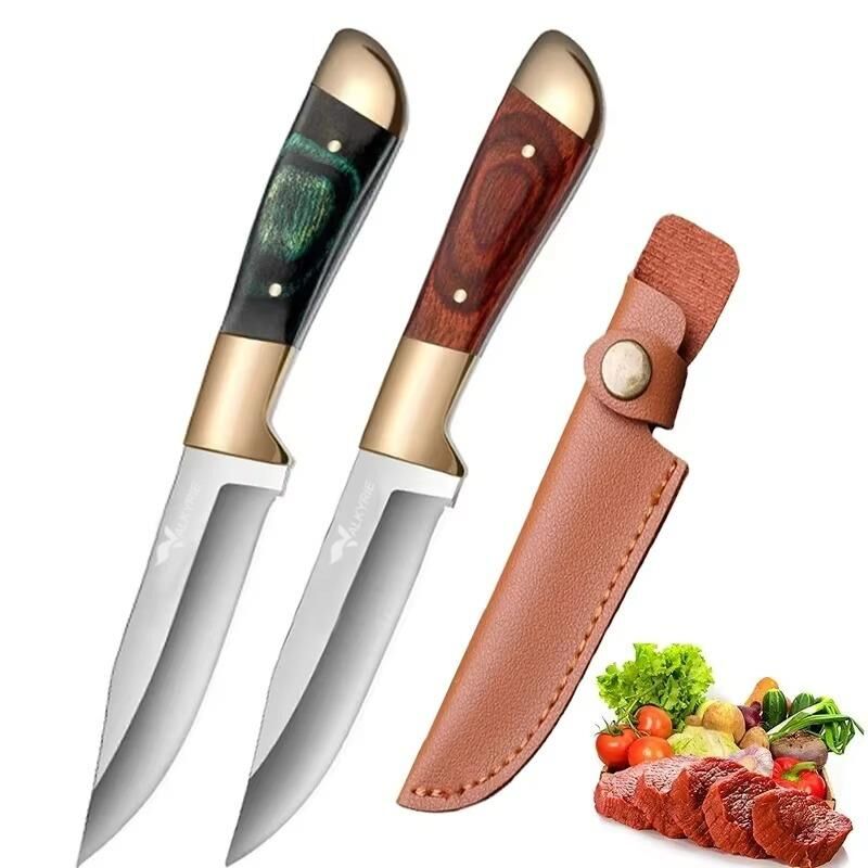 Valkyrie Paslanmaz Çelik Kamp Bıçağı | 16 cm Outdoor Av Bıçağı Deri Kılıflı Kompakt Bıçak Yeşil
