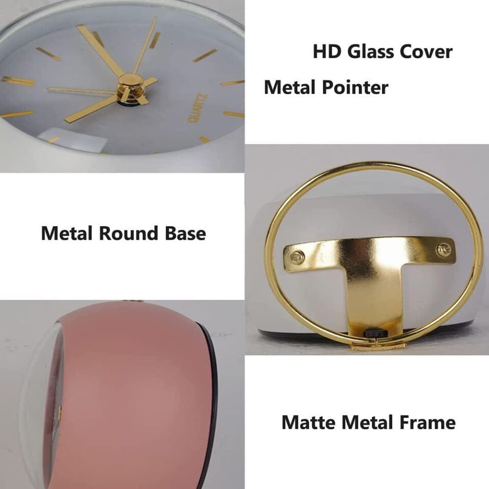 Valkyrie Akar Saniyeli Işıklı Metal Gold Dijital Masa Saati Alarmlı Pembe