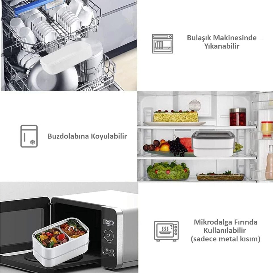 Valkyrie 1350 ml Termal Yemek Kabı Seti – Çelik Bölmeli Sızdırmaz Lunch Box + Isı Yalıtımlı Çanta