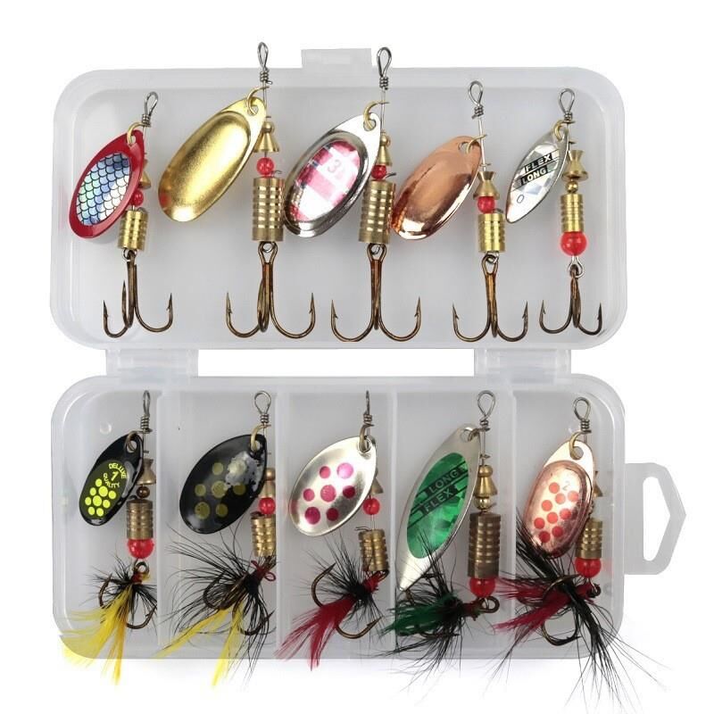 Valkyrie 10 Adet Kutulu Fly Spinner Bait Yem Zoka Seti Döner Tip Tatlı Tuzlu Sinek Olta
