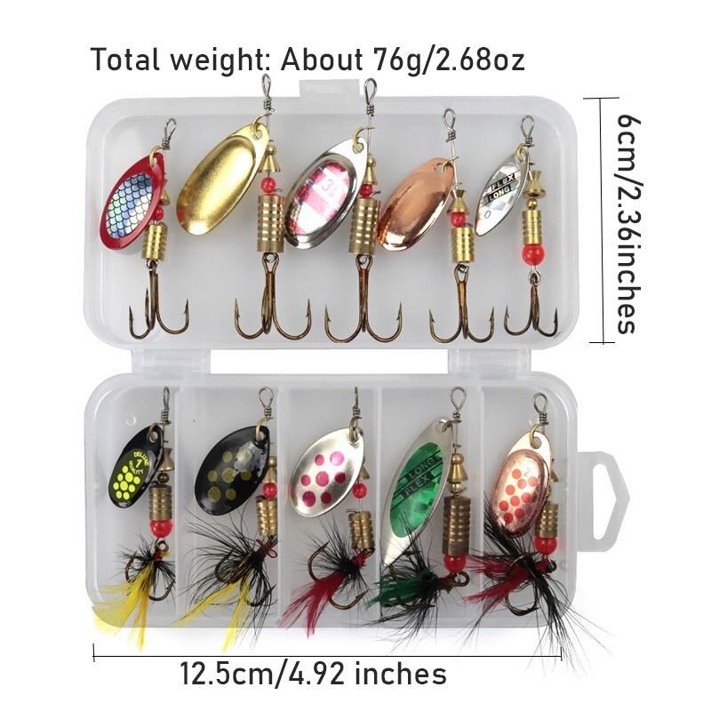 Valkyrie 10 Adet Kutulu Fly Spinner Bait Yem Zoka Seti Döner Tip Tatlı Tuzlu Sinek Olta