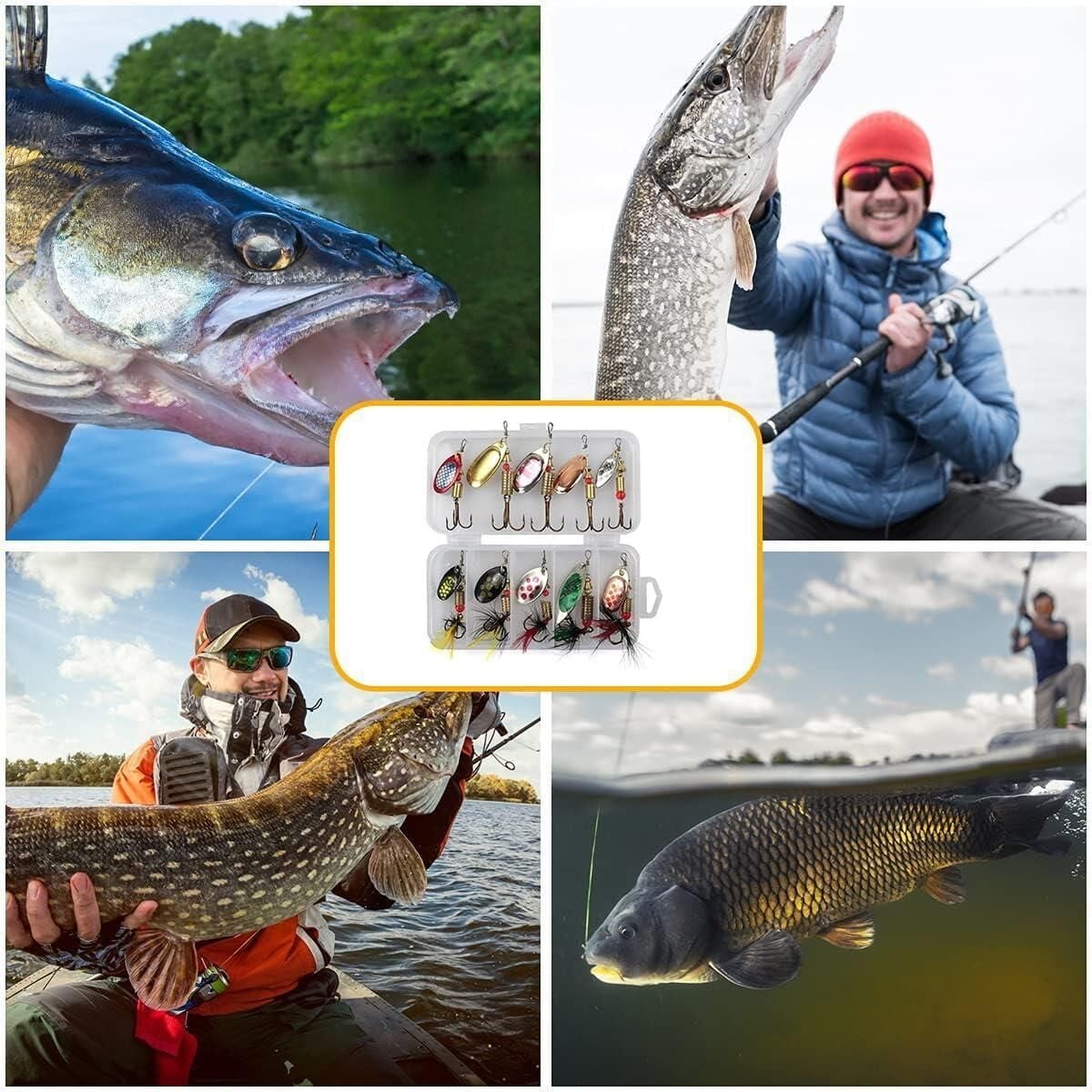 Valkyrie 10 Adet Kutulu Fly Spinner Bait Yem Zoka Seti Döner Tip Tatlı Tuzlu Sinek Olta