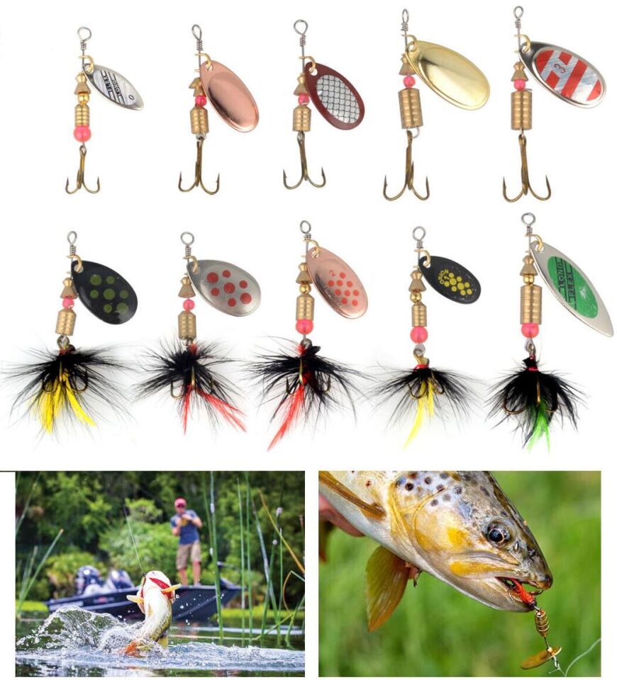 Valkyrie 10 Adet Kutulu Fly Spinner Bait Yem Zoka Seti Döner Tip Tatlı Tuzlu Sinek Olta