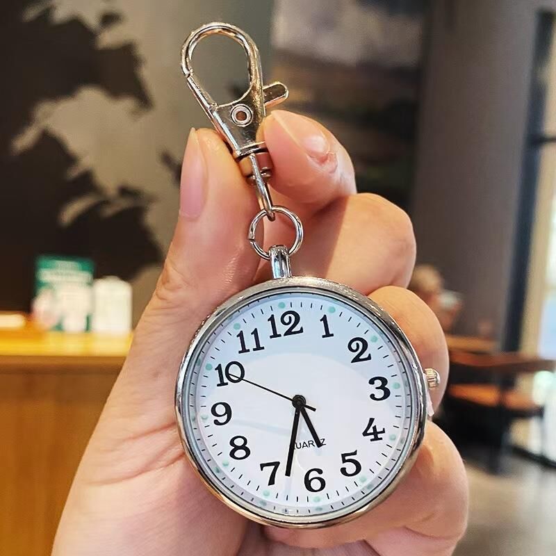 Valkyrie Anahtarlık Klipsli Analog Quartz Cep Saati Gümüş