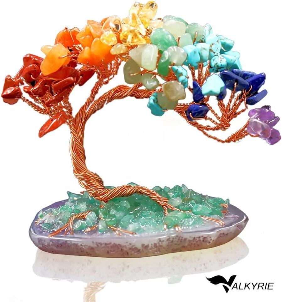 Valkyrie 7 Çakra Reiki Para Ağacı – Doğal Kristal Taş Dekor, Enerji Dengeleme, Feng Shui, Şans ve Pozitif Enerji