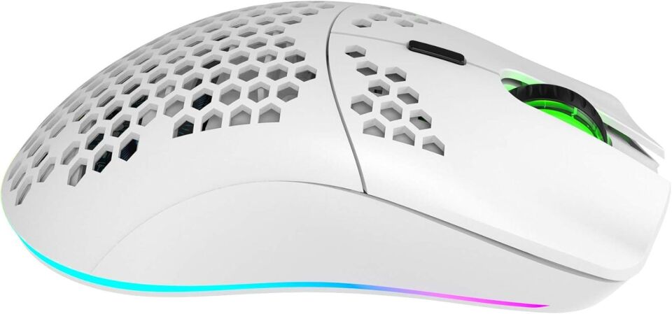 Valkyrie Kablosuz Petek Tasarım Şarjlı Gaming Mouse – RGB Aydınlatmalı 3200 DPI Ultra Hafif Beyaz