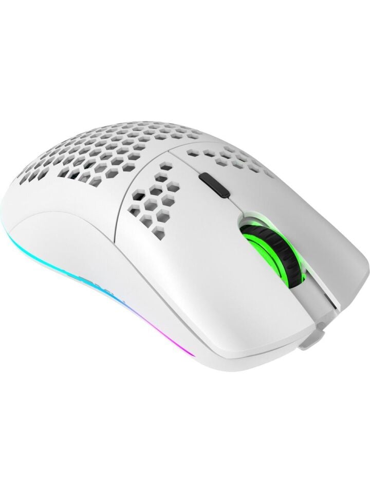 Valkyrie Kablosuz Petek Tasarım Şarjlı Gaming Mouse – RGB Aydınlatmalı 3200 DPI Ultra Hafif Beyaz