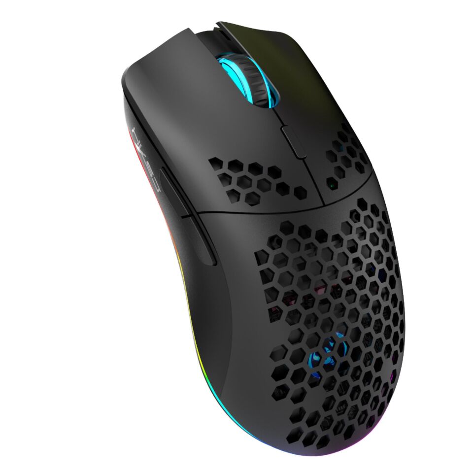 Valkyrie Kablosuz Petek Tasarım Şarjlı Gaming Mouse – RGB Aydınlatmalı 3200 DPI Ultra Hafif Siyah