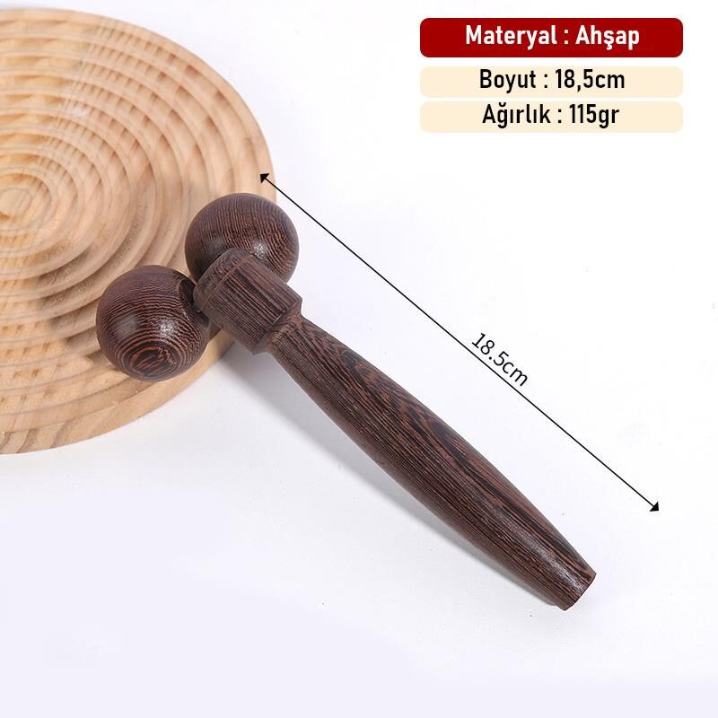 Valkyrie Ahşap Yüz Masaj Aleti Çift Başlı Roller Doğal Ahşap Cilt Sıkılaştırıcı Yüz Yogası
