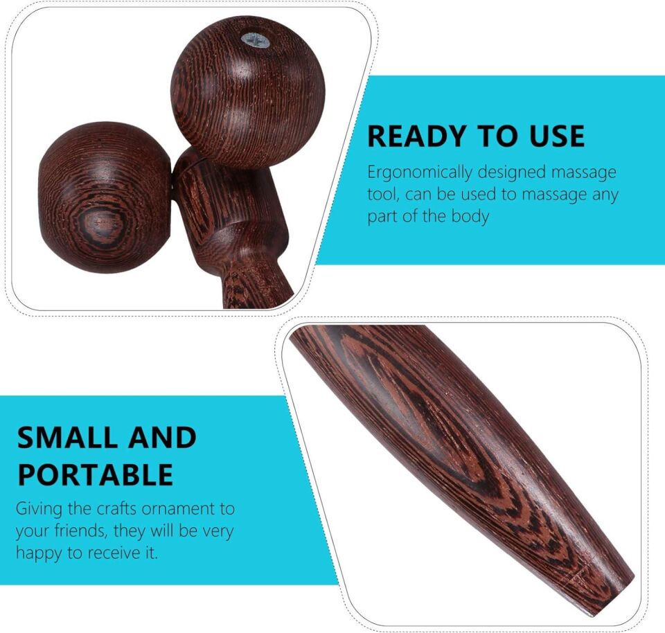 Valkyrie Ahşap Yüz Masaj Aleti Çift Başlı Roller Doğal Ahşap Cilt Sıkılaştırıcı Yüz Yogası