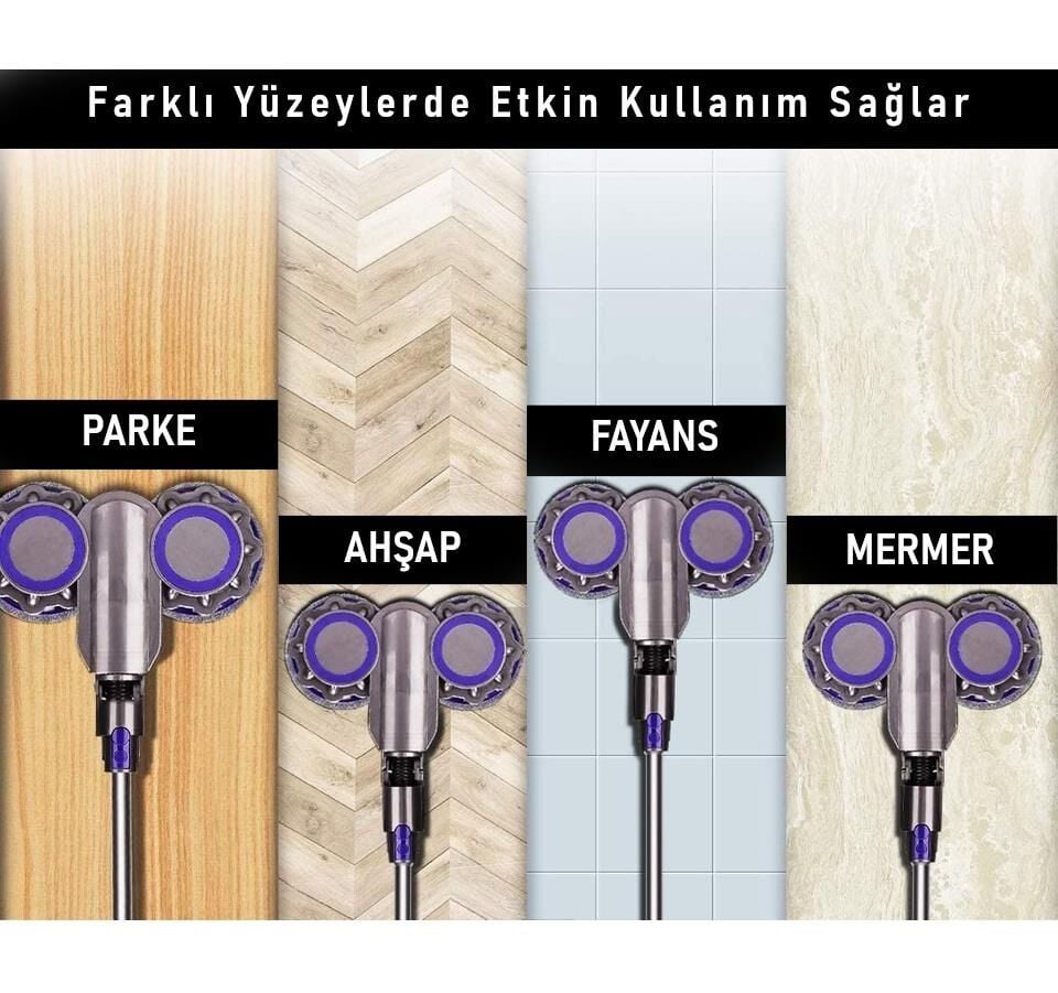 Valkyrie Dyson Uyumlu Paspas Başlığı Su Püskürtmeli Mop Başlık (V7/V8/V10/V11/V15) 6 Paspaslı