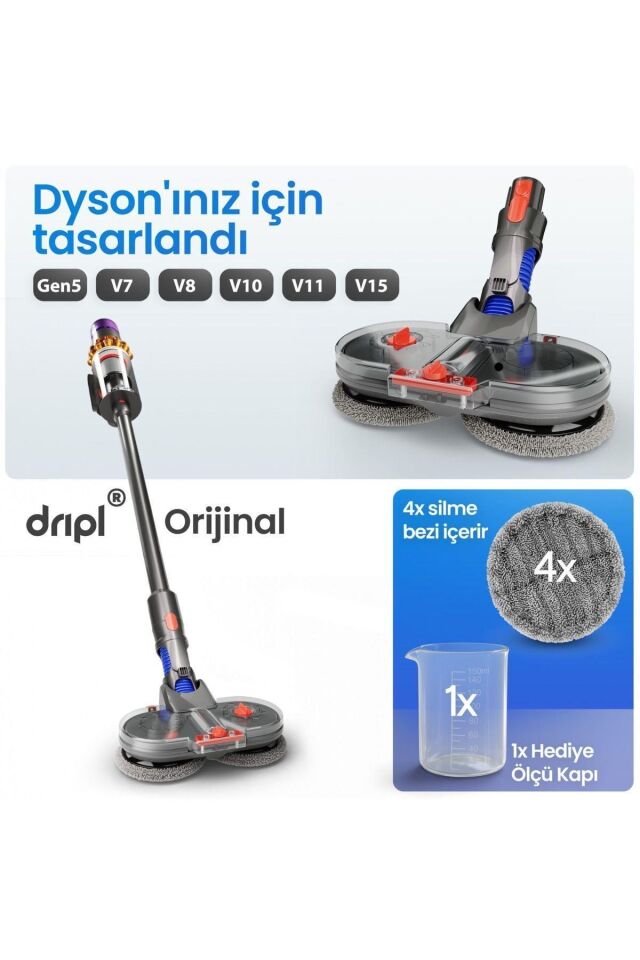 Valkyrie Dyson Uyumlu Paspas Başlığı Su Püskürtmeli Mop Başlık (V7/V8/V10/V11/V15/Gen5) 6 Paspaslı