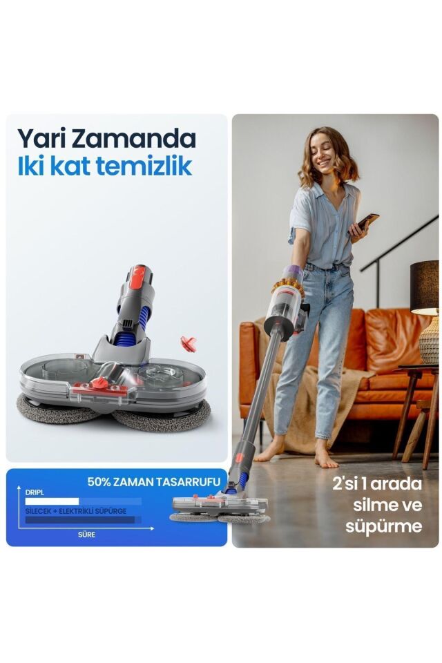 Valkyrie Dyson Uyumlu Paspas Başlığı Su Püskürtmeli Mop Başlık (V7/V8/V10/V11/V15/Gen5) 6 Paspaslı