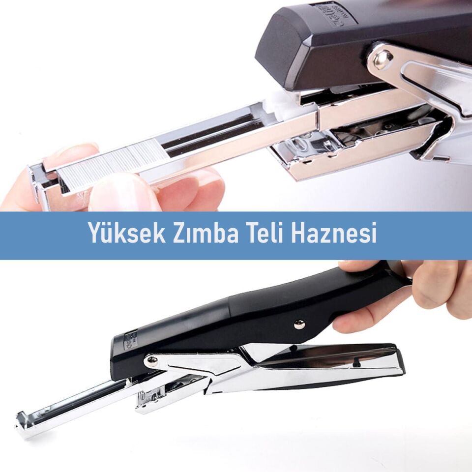Valkyrie Profesyonel Metal Zımba Tabancası 60 Sayfa Kapasite 1000 Zımba Teli HEDİYE Ofis ve Ev Dayanıklı Siyah