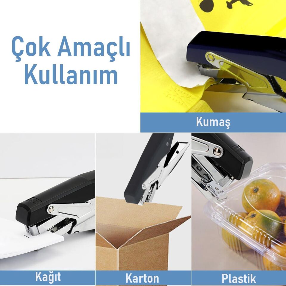 Valkyrie Profesyonel Metal Zımba Tabancası 60 Sayfa Kapasite 1000 Zımba Teli HEDİYE Ofis ve Ev Dayanıklı Siyah