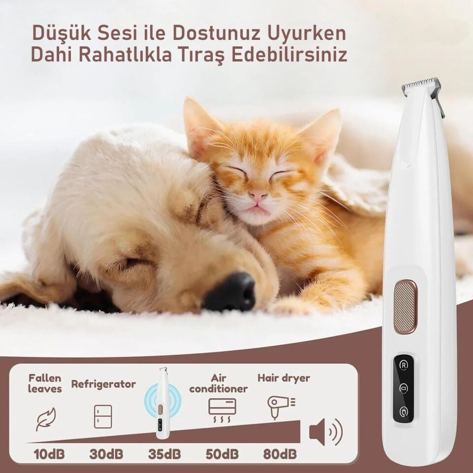 Valkyrie Kedi Köpek Pati Tüy Kesme Makinesi Şarjlı Sessiz LED Işıklı Hassas Bölge Traş Cihazı Seramik Bıçaklı