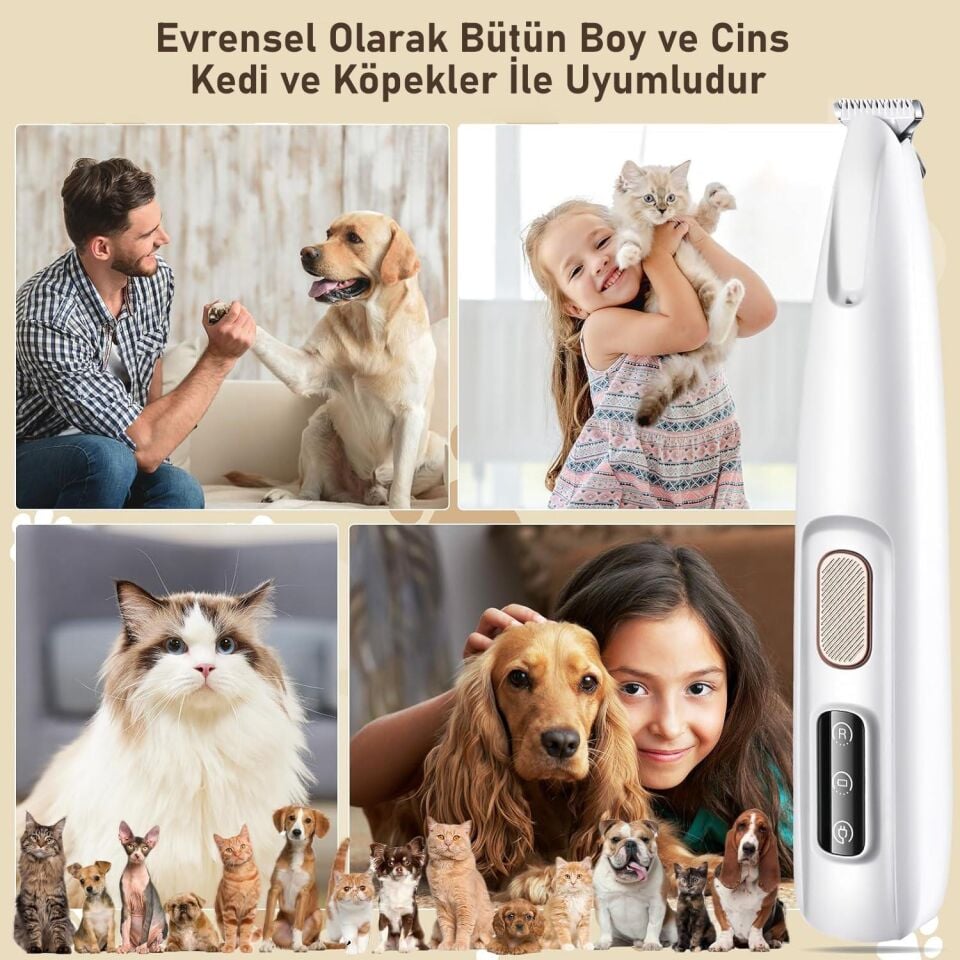 Valkyrie Kedi Köpek Pati Tüy Kesme Makinesi Şarjlı Sessiz LED Işıklı Hassas Bölge Traş Cihazı Seramik Bıçaklı