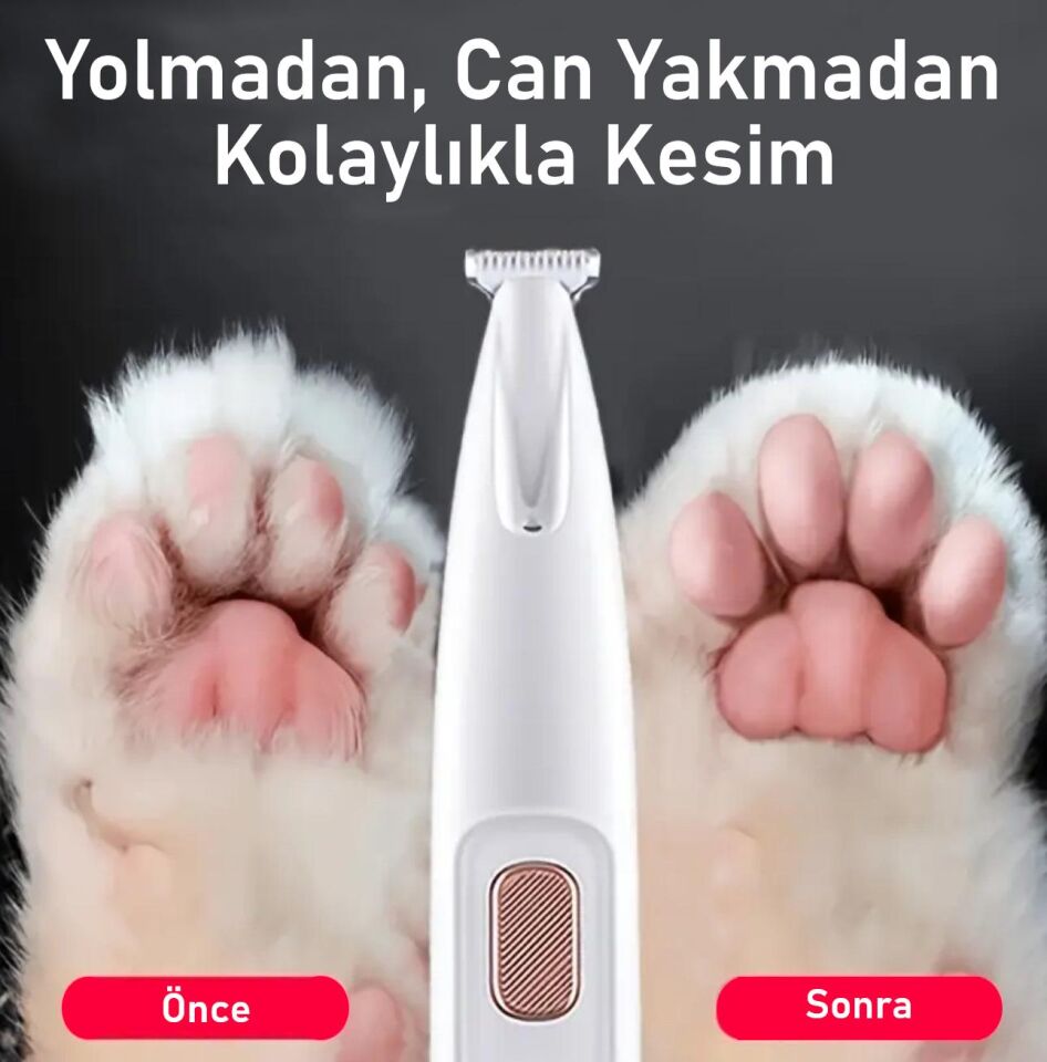 Valkyrie Kedi Köpek Pati Tüy Kesme Makinesi Şarjlı Sessiz LED Işıklı Hassas Bölge Traş Cihazı Seramik Bıçaklı