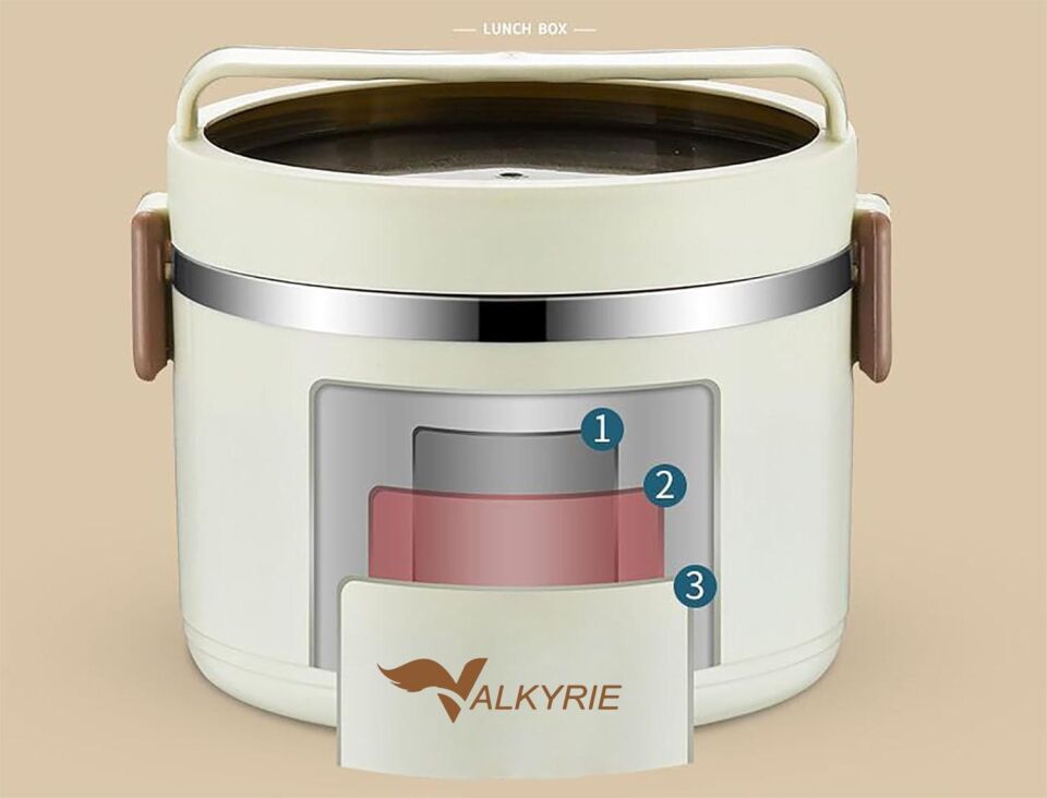 Valkyrie 3 Gözlü Çelik Isı Yalıtımlı Çanta Yemek Kabı Seti Çantalı Geniş Kaplar