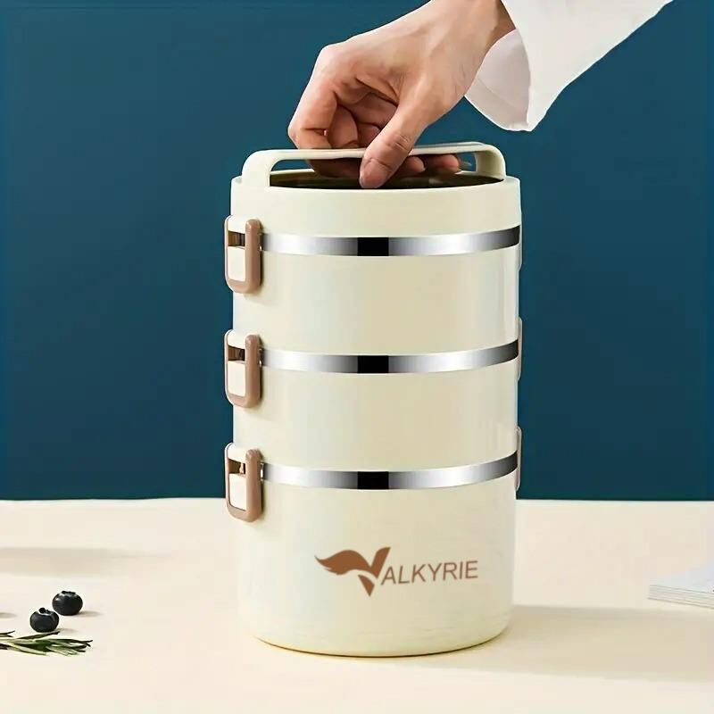 Valkyrie 3 Gözlü Çelik Isı Yalıtımlı Çanta Yemek Kabı Seti Çantalı Geniş Kaplar