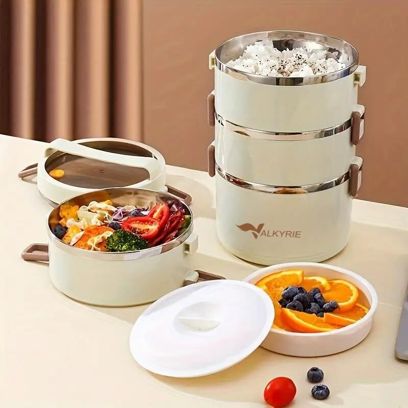 Valkyrie 4 Gözlü Çelik Isı Yalıtımlı Çanta Yemek Kabı Seti Çantalı Geniş Kaplar Bento Çantalı