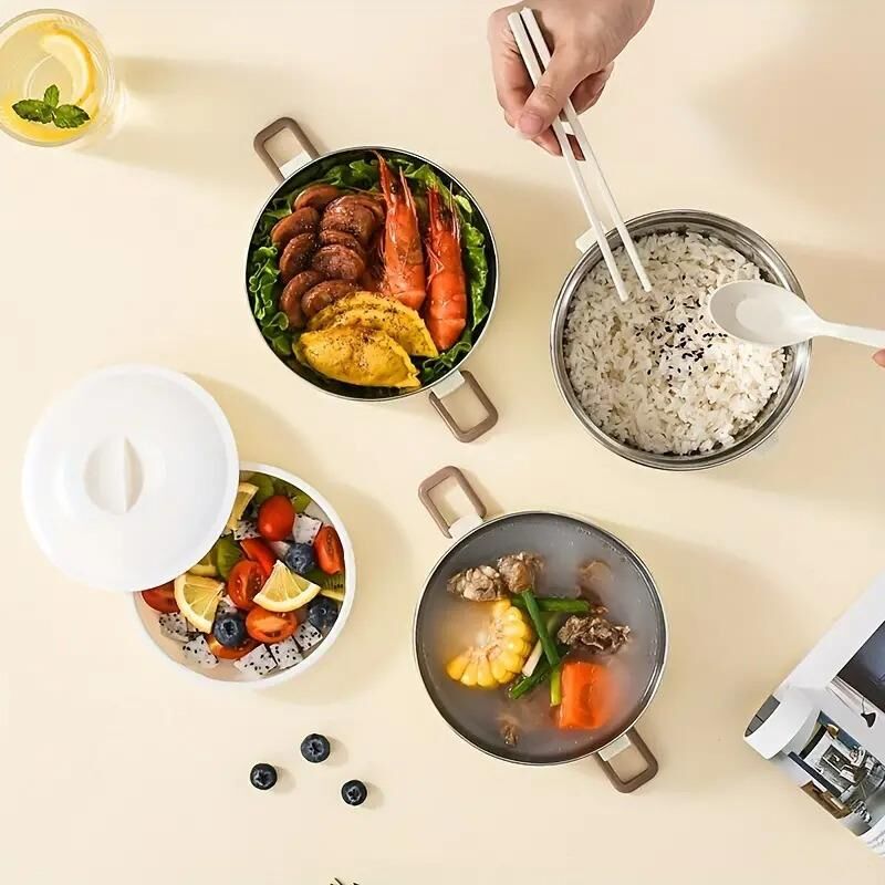 Valkyrie 4 Gözlü Çelik Isı Yalıtımlı Çanta Yemek Kabı Seti Çantalı Geniş Kaplar Bento Çantalı