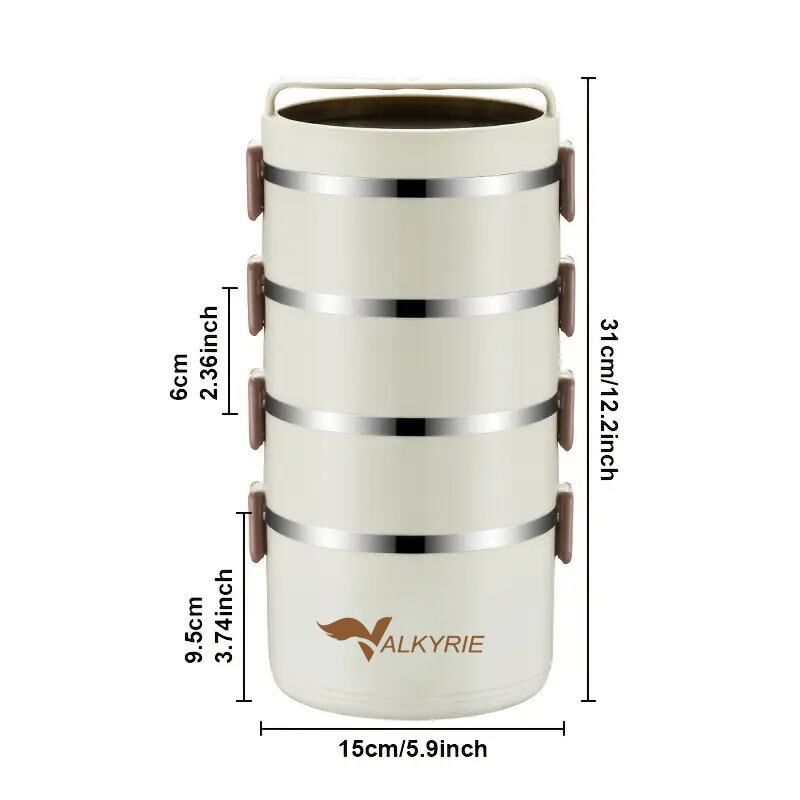 Valkyrie 4 Gözlü Çelik Isı Yalıtımlı Çanta Yemek Kabı Seti Çantalı Geniş Kaplar Bento Çantalı