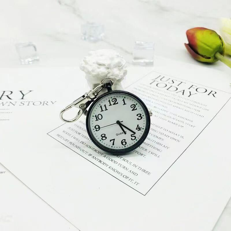 Valkyrie Anahtarlık Klipsli Analog Quartz Cep Saati Siyah