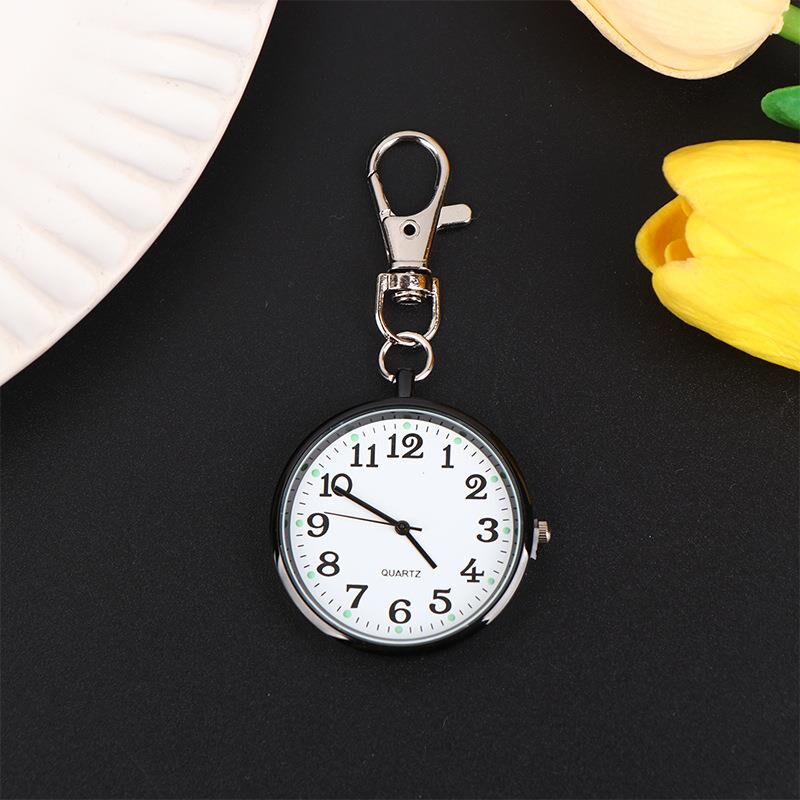 Valkyrie Anahtarlık Klipsli Analog Quartz Cep Saati Siyah