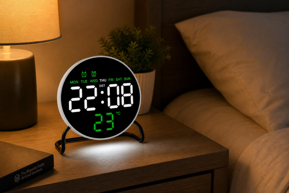 Valkyrie LED Dijital Masa Saati Alarm Sıcaklık Takvim Göstergeli USB Gece Işıklı Masa Saati Çift Alarm