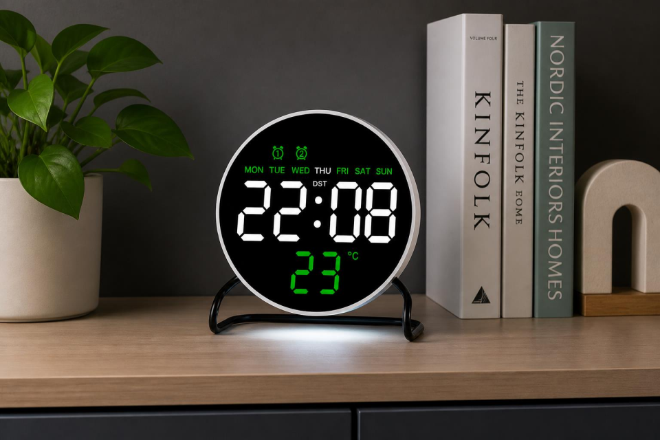 Valkyrie LED Dijital Masa Saati Alarm Sıcaklık Takvim Göstergeli USB Gece Işıklı Masa Saati Çift Alarm