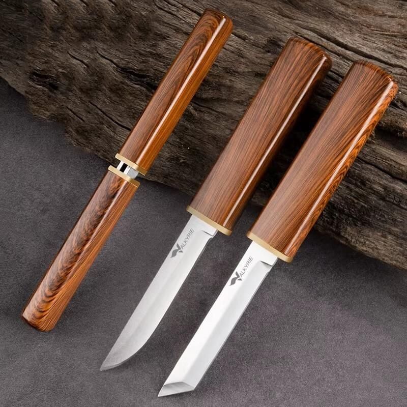 Valkyrie 2’li Japon Tanto Şef Bıçağı Seti – Paslanmaz Çelik, Kılıflı, Ultra Keskin Kamp & Mutfak Bıçak Seti Kahve