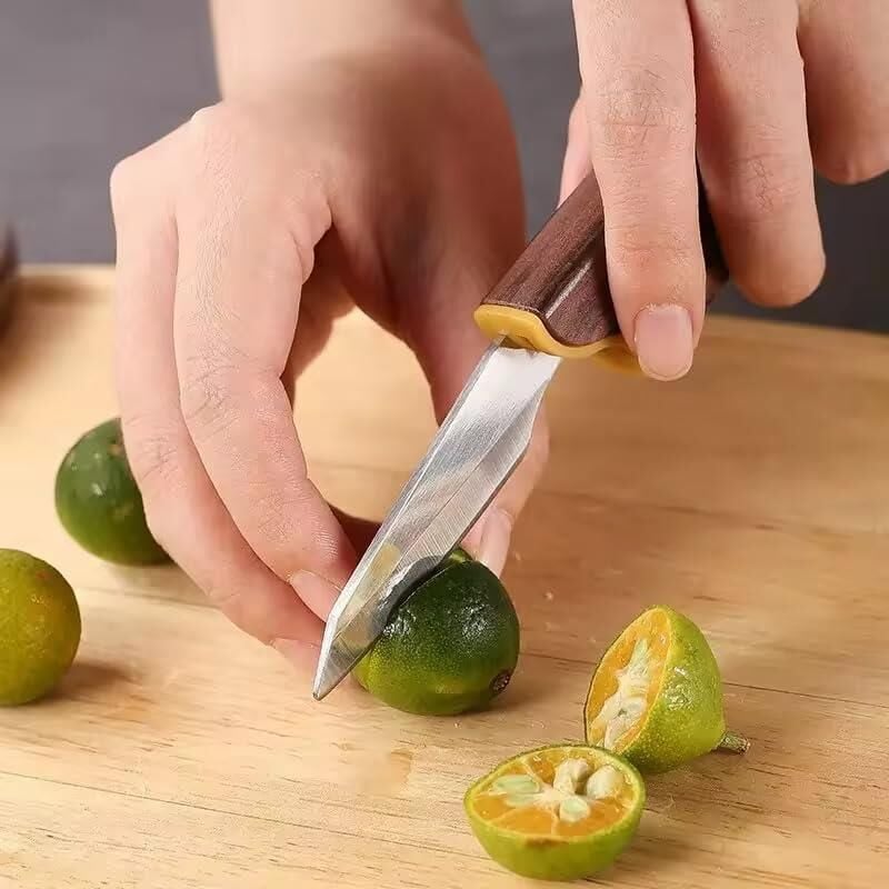 Valkyrie Mini Şef Yemek Bıçağı Ahşap Kılıflı Paslanmaz Çelik Meyve Sebze Soyma Doğrama Bıçağı