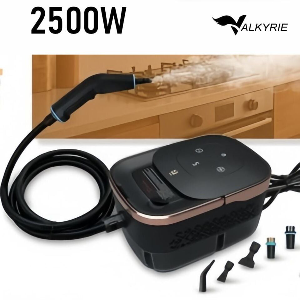 Valkyrie 2500W Yüksek Basınçlı Buharlı Temizleyici  6 Kademeli Güç Ayarı 10 Farklı Başlık Çok Fonksiyonlu Temizlik